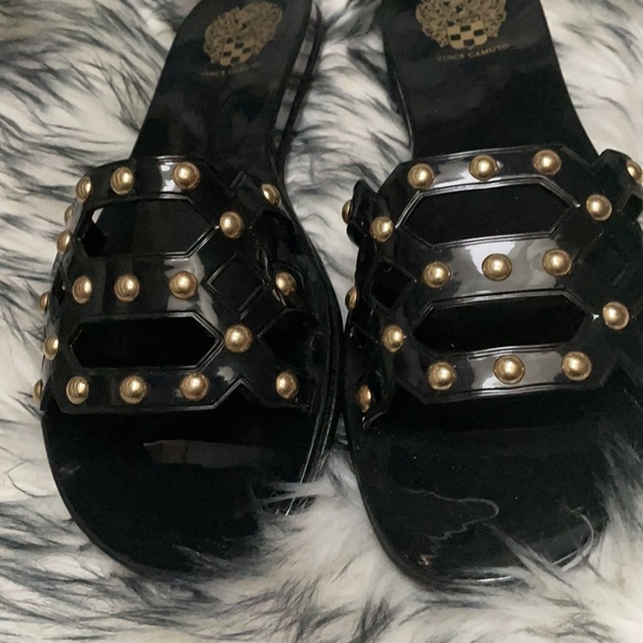 Women VINCE CAMUTO Black CARRON Jelly Slides NWOT - Picture 3 of 9